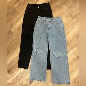 2 shein jeans black&blue